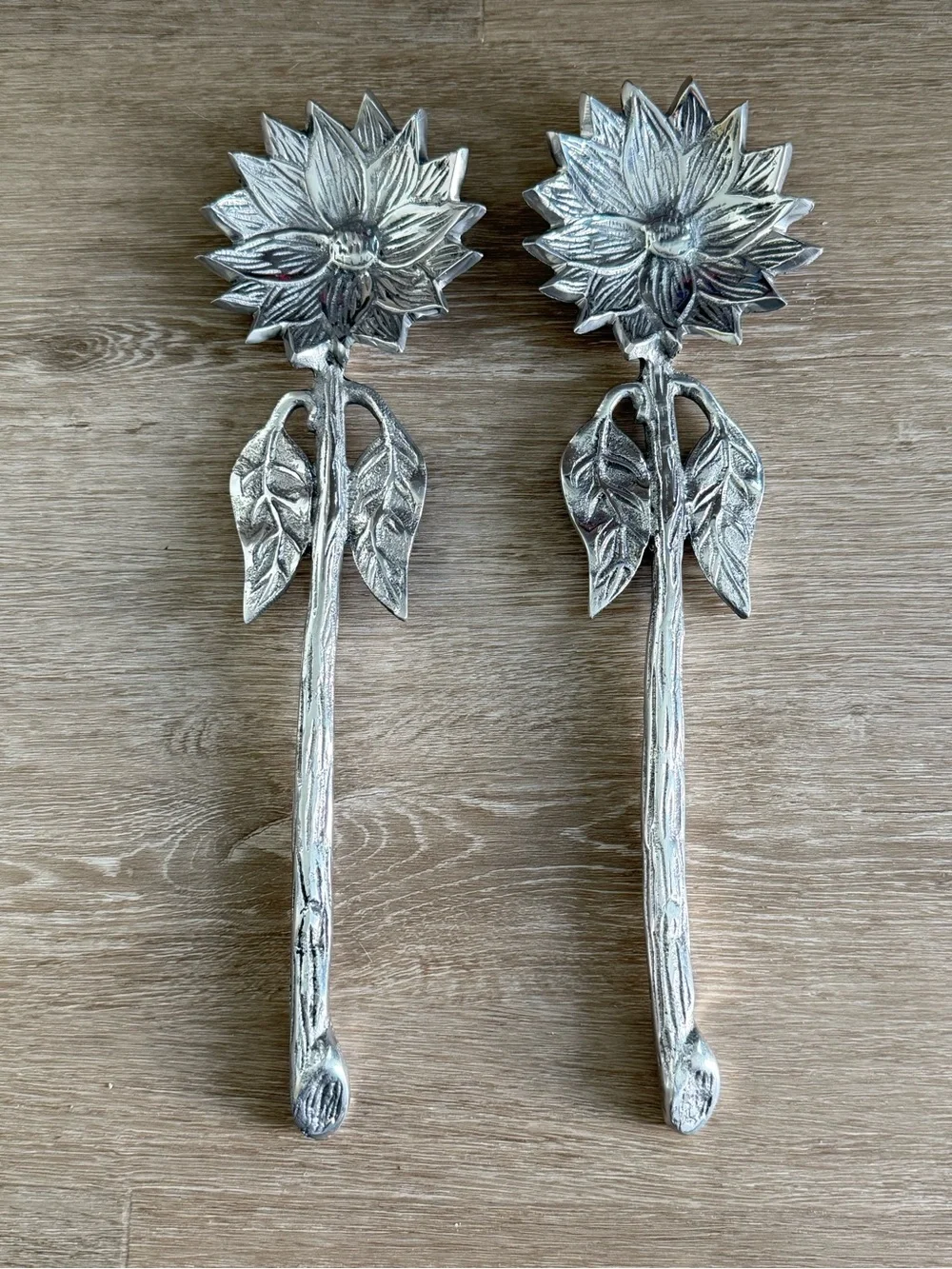 Vintage Twos Company Sunflower Salad Serving Spoons Utensils Bohemian Whimsical